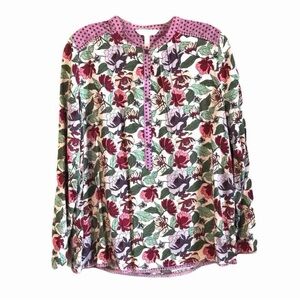 Matilda Jane Dusk or Dawn Tunic Top Floral Polka Dot Purple Green Size M